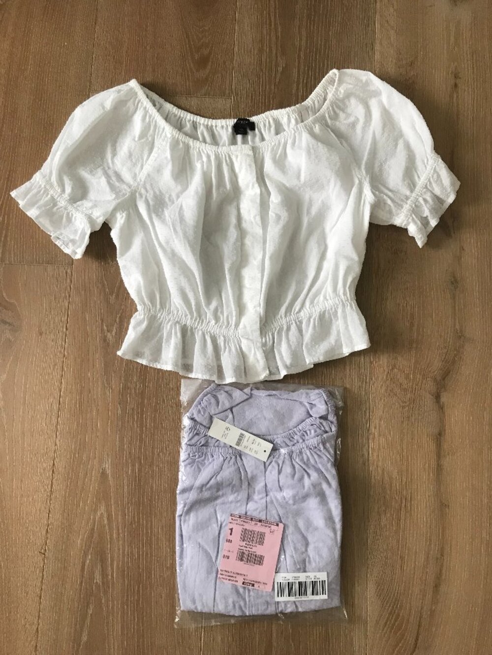 TWO J Crew Gathered Scoopneck tops in Swiss-dot, XS